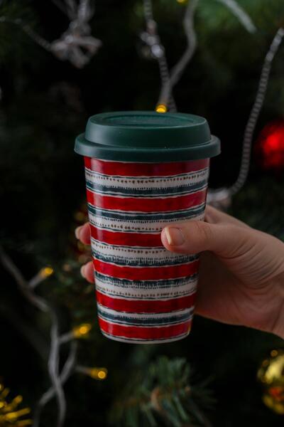 ACAR Santa Christmas 2-Person Mug Set with Lid - 385 ml