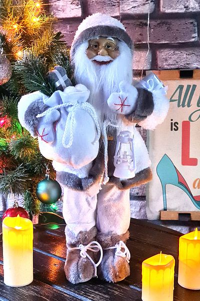 Binbirreyon Santa Claus Figure Figurine Christmas Ornament 45cm Large Size White Santa Claus Me126R