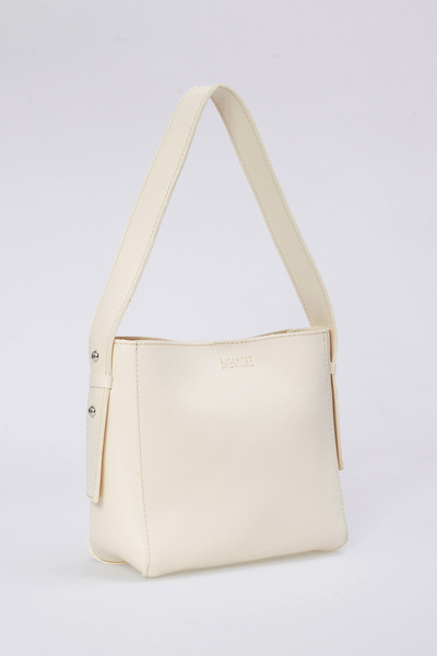 Yerli Kadın Krem Trend Çanta,Basit Çanta,Minimalist Troklu Omuz Çantası Çanta...