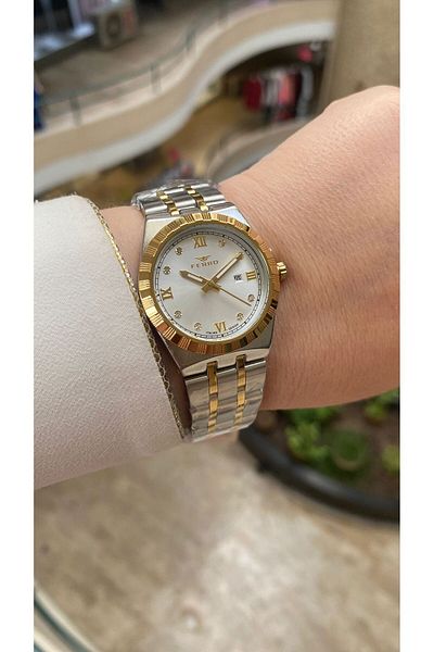 FERRO Quartz Steel Gold/Gray 32 mm Women's Wristwatch (with Bracelet Gift)