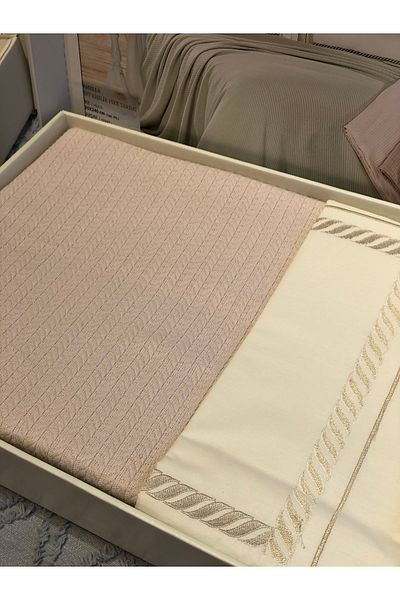 Miss Bella Beige Double 4-Piece Embroidery Pique Set