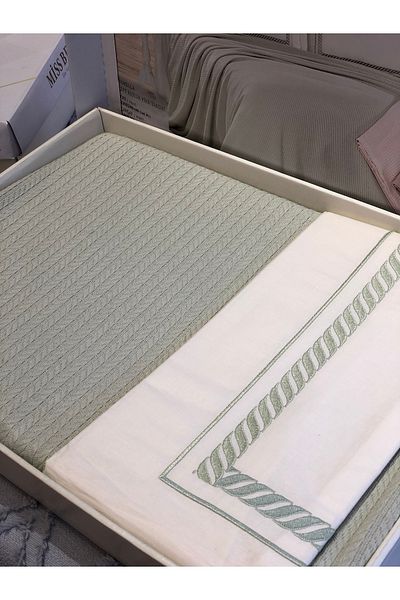 Miss Bella Green 4 Piece Embroidered Double Pique Set