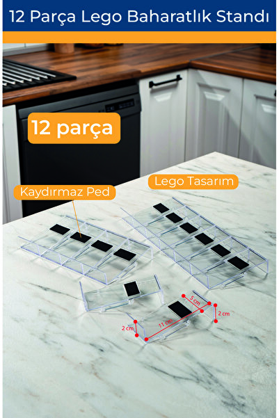 Mienda Home Mienda Home 12 parça Şeffaf-Lego Baharatlık Standı Çok Amaçlı Düz...