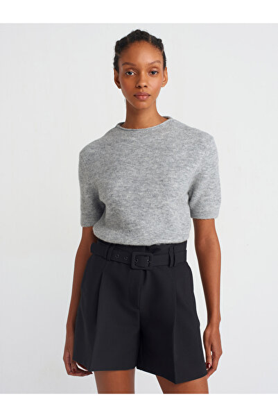 Dilvin 71574 Σορτς με ζώνη-Μαύρο