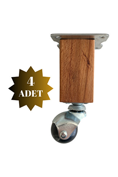 DSYapıAksesuar Kale Ahşap Top Tekerli Ayak Mobilya Masa Dolap Tekerli Ayağı FRENSIZ(12CM - 15CM)(KAYIN)(4 ADET)