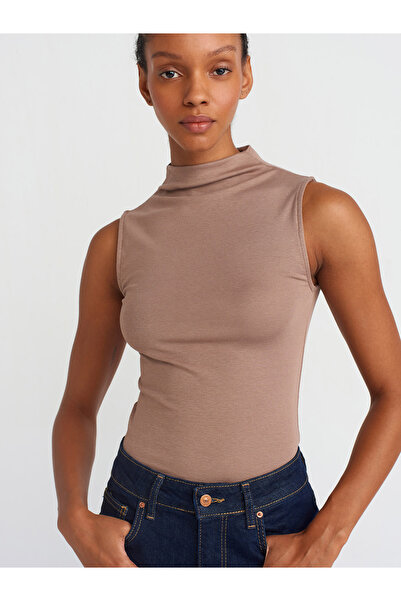 Dilvin 31399 Cotton Modal Top-Mink