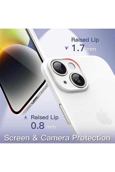 HyperAge حافظة رفيعة للغاية متوافقة مع هاتف Iphone 13 Mini مع سطح غير لامع لحماية الكاميرا وغطاء بتصميم بسيط - أبيض