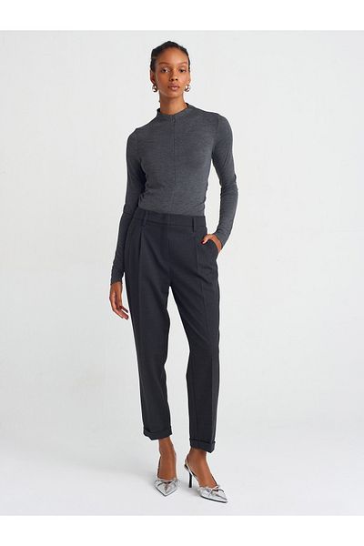 Dilvin 71581 Curved Leg Straight Fit Pantalon-Anthracite