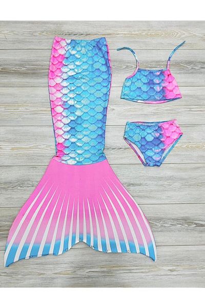 RAPAPA Costum de baie pentru fete sirenă albastru 0405-2