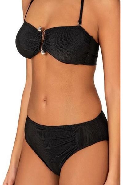 RAPAPA Endeep Women's Accessory Ribbed Textured Black Bikini Set 22287