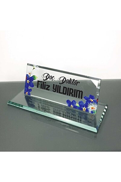 MERTKRİSTAL Kristal Masa Isimliği, Cam Masaüstü İsimlik, Masa üstü Isimlik M5...