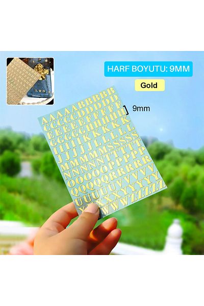Getshopmini Letter Gold 9mm - Αυτοκόλλητο με αυτοκόλλητο εποξειδικής ρητίνης