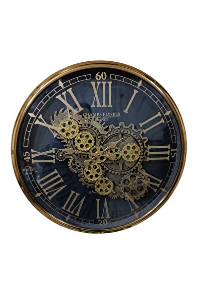 ULAS 111- ÇARKLI METAL KASA GOLD DUVAR SAATİ