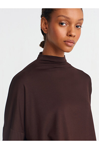 Dilvin 31468 Stand Collar Viscose Ball-Dark Brown