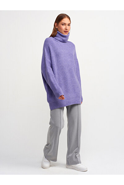 Dilvin 2268 Pulover lat cu gât rotic-lavandă