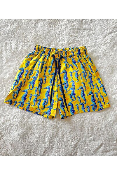 RAPAPA Băiat - Pantaloni scurți de baie cu parașuta galbenă imprimați, impermeabili (slim fit) 10131