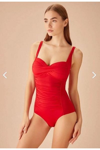 RAPAPA Red Women's Swimsuit - Adjustable Strap and Draped 7223