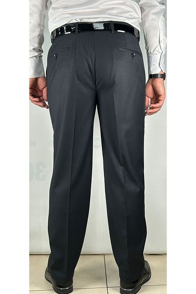 Bomonti Classic Cut Black Polyviscon Fabric Trousers