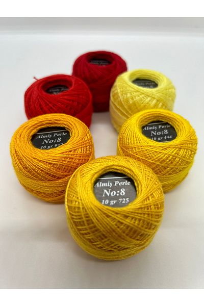 ALMİŞ Alış Perle Etamin-Cross Stitch 6'Li Thread Set (10 Gr-No:8)