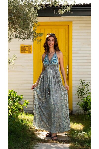 Miss Boheme Mavi Düşler İpek Elbise