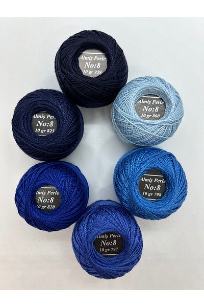 ALMİŞ Alış Perle Etamin-Cross Stitch 6'Li Thread Set (10 Gr-No:8)