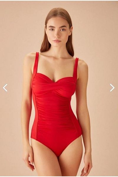 RAPAPA Red Women's Swimsuit - Adjustable Strap and Draped 7223