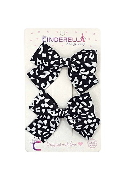 Cinderella 2'li Kız Çocuk Fiyonk Toka Seti Siyah Soft Renkli - Zarif Fiyonklu...