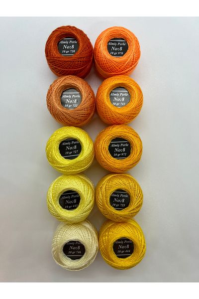 ALMİŞ Alış Perle Etamin-Cross Stitch 10-Piece Thread Set (10 Gr-No:8)