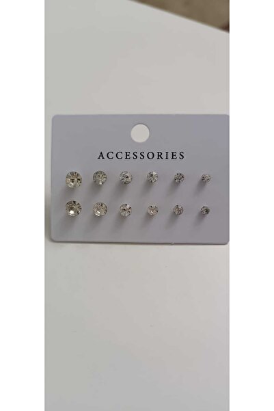 NAS fashion Women's Zircon Stone Six-Piece Earring Set (12 Pieces)