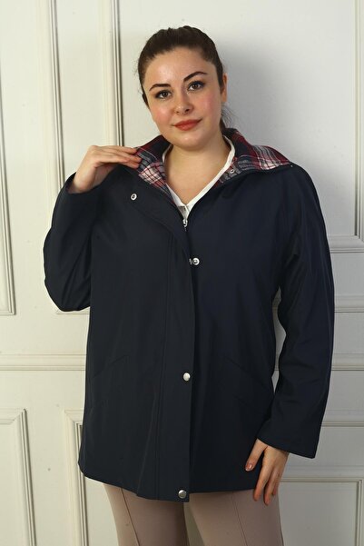 By Saygı Γυναικείο παλτό καμπαρντίνας με κουκούλα με φερμουάρ στο μπροστινό μέρος