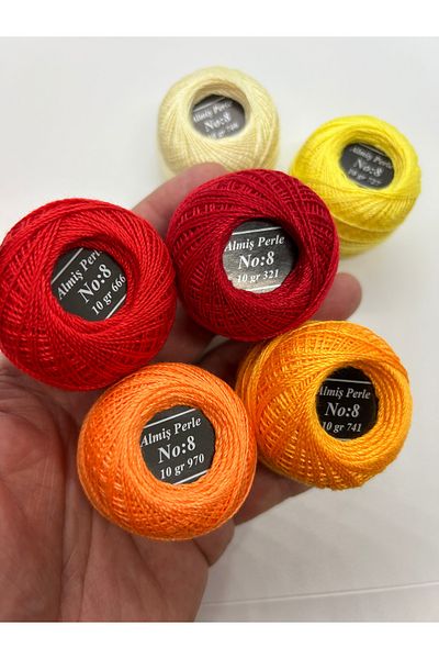 ALMİŞ Alış Perle Etamin-Cross Stitch 6'Li Thread Set (10 Gr-No:8)