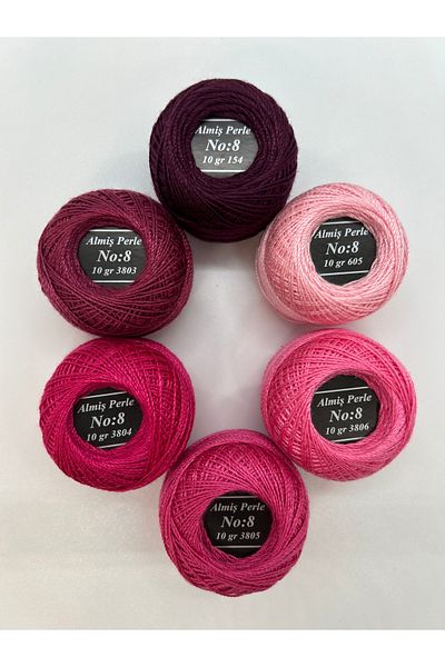 ALMİŞ Alış Perle Etamin-Cross Stitch 6'Li Thread Set (10 Gr-No:8)