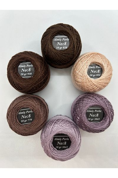 ALMİŞ Alış Perle Etamin-Cross Stitch 6'Li Thread Set (10 Gr-No:8)