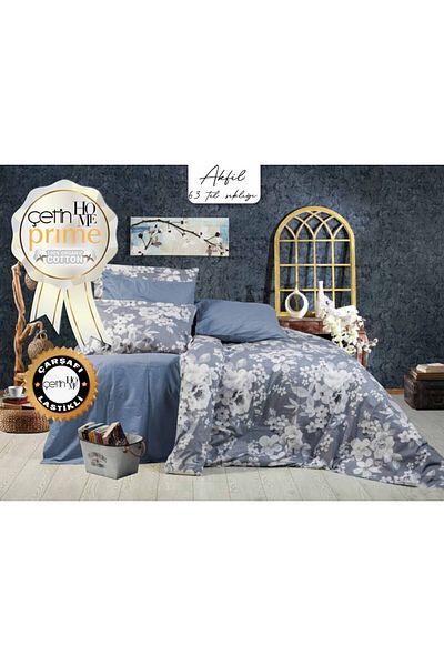 Çetinhome Set cuvertură dublă Çetinhome Akfil 100% bumbac Lagoon
