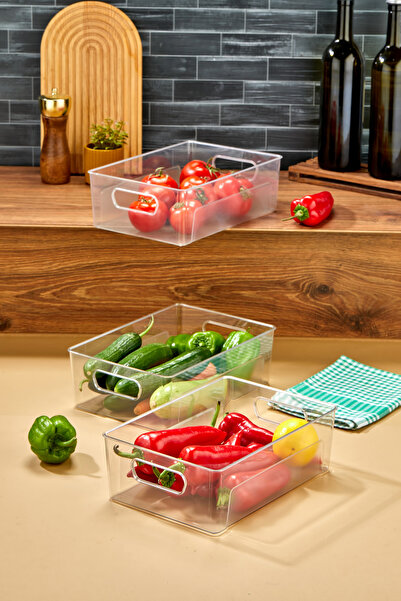 Poomy Buzdolabı & Dolap Içi Düzenleyici Şeffaf Kırılmaz Organizer 3 Adet