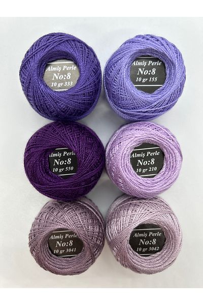 ALMİŞ Alış Perle Etamin-Cross Stitch 6'Li Thread Set (10 Gr-No:8)