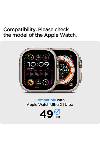 Spigen Rugged Armor Pro for Apple Watch Ultra 2 / Ultra 49mm Case with Band - Crystal Clear