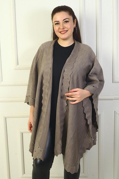 By Saygı Women's Laser Cut Plus Size Acrylic Poncho