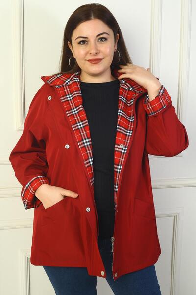 By Saygı Γυναικείο παλτό καμπαρντίνας με κουκούλα με φερμουάρ στο μπροστινό μέρος