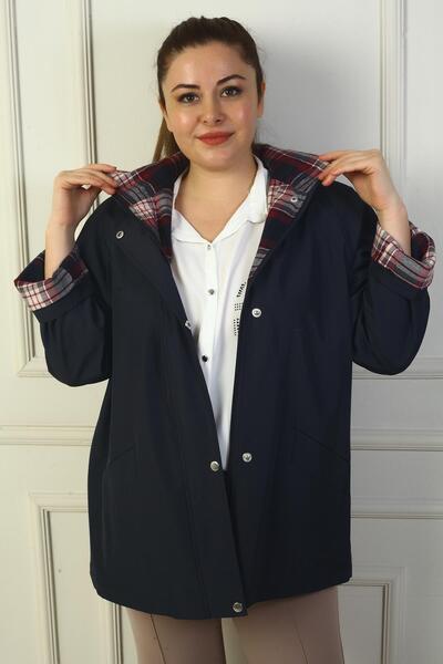 By Saygı Γυναικείο παλτό καμπαρντίνας με κουκούλα με φερμουάρ στο μπροστινό μέρος