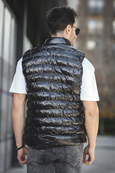 Oksit Bl 1696 Slim Fit Extra Glossy Stand Collar Men's Puffer Vest