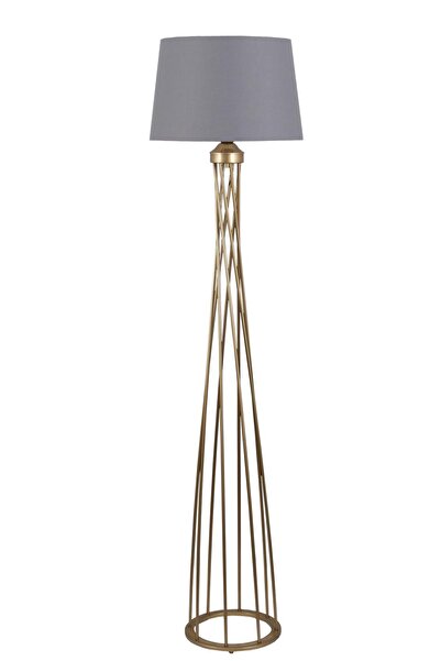 Taşcan Aydınlatma Burgulu Eskitme Metal Lambader Gri Konik Şapka , Oturma Odası ,Yatak Odası , Salon Lambader