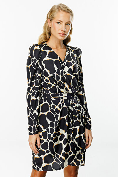 Ekol Leopar Desenli Elbise