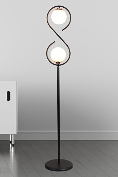 Taşcan Aydınlatma Sonsuz 2 Li Siyah Bakır Lambader Beyaz Camlı