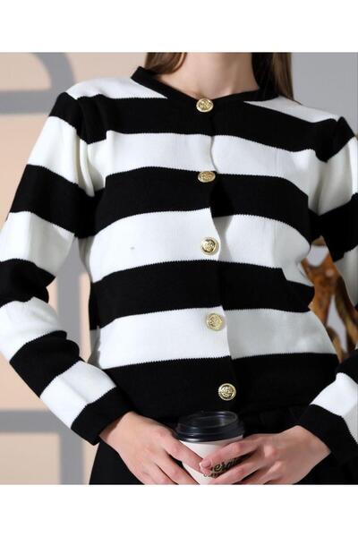 MevaMoss سترة صوفية قصيرة مخططة موديل SYR 0110