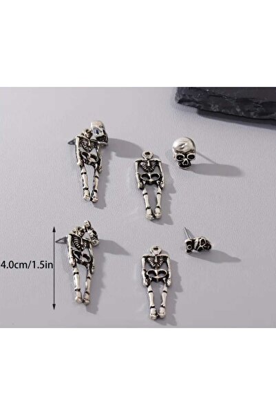 mrchediyesepeti Punk Style Skeleton Earrings - Creative Women's Earrings with Zinc and Alloy Detail