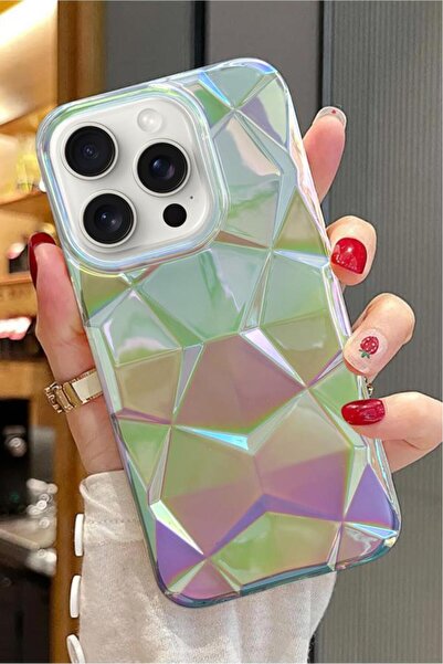 3GEN CASE İphone 14 Pro Max Uyumlu 3D Prizma Desenler Hologram Çok Renkli Esn...