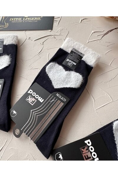 İntive Lingerie FK Mood Памучни Плюшени Сърца Детайли Безшевни Сладки Парфюмирани Безшевни Чорапи с Пръсти