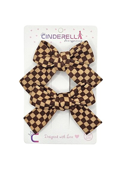 Cinderella Set de 2 catarame cu fundita pentru fete, bej maro - catarame pent...