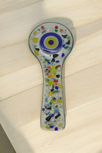 Beytuna Χειροποίητη διακοσμητική γυάλινη θήκη για κουτάλια με σχέδιο με χάντρ...